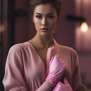 Vera met roze handschoenen